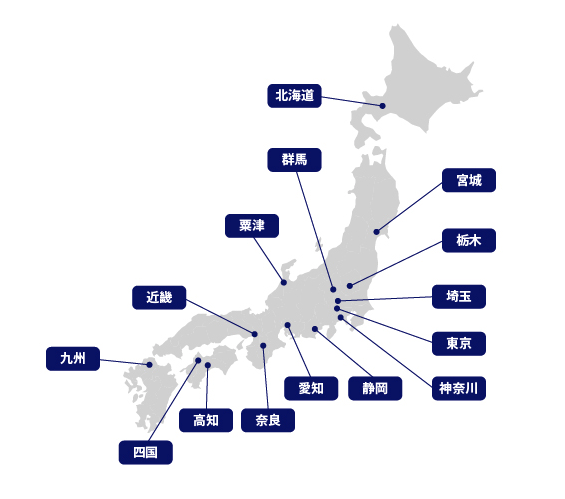 技能講習が受けられる場所の地図